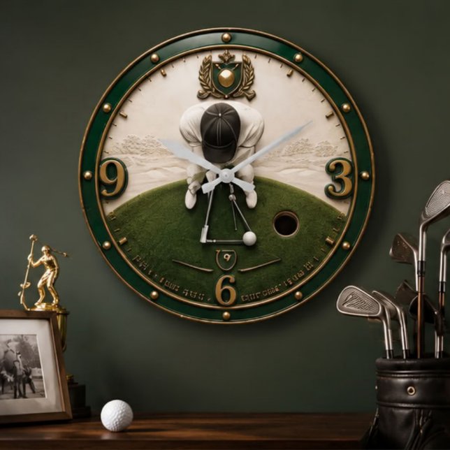 Golf Putting Golfer Gift Large Clock (Creator Uploaded)