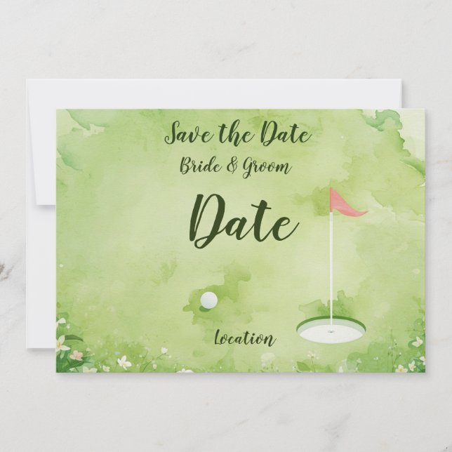 Golf  putting green watercolor invitation (Front)