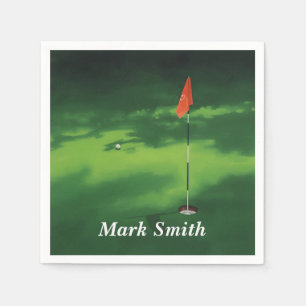 Golf putting green with name napkin