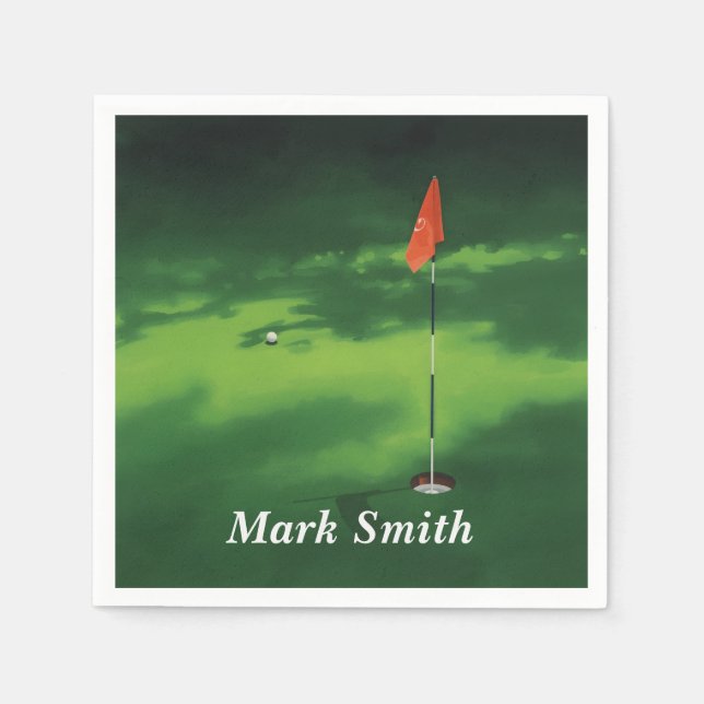 Golf putting green with name  napkin (Front)
