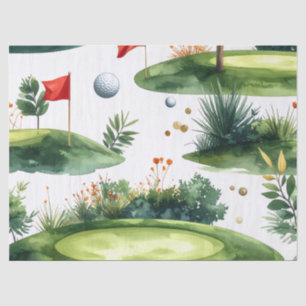 Golf Putting Green with red flag Tissue Paper