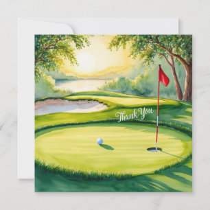 Golf putting green with Thank you word  Card