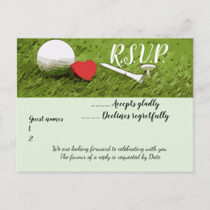 Golf R.S.V.P wedding invitation with golf ball Postcard