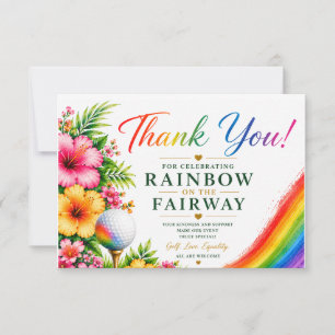 Golf Rainbow on the Fairway Pride Golf Celebration Thank You Card