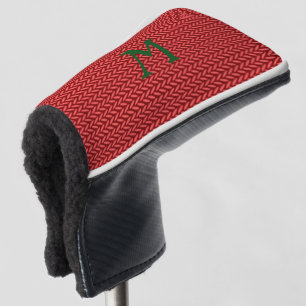 GOLF- Red Knit, Monogram Golf Putter Head Cover