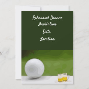 Golf rehearsal Dinner Invitation with ball & beer