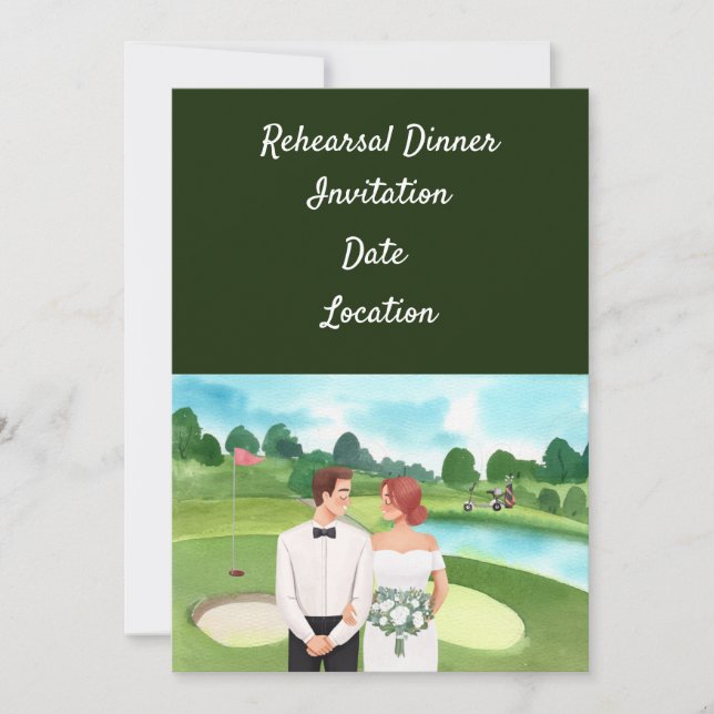 Golf rehearsal Wedding Dinner Invitation  (Front)