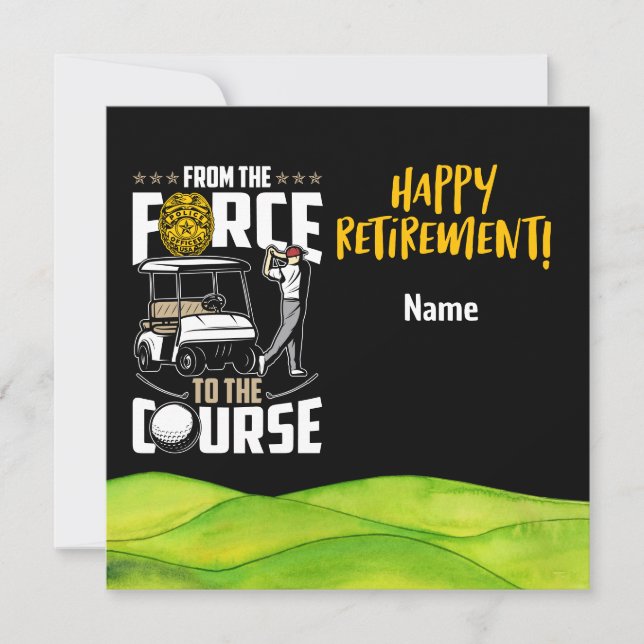 Golf Retired Police officer for Retirement  Card (Front)