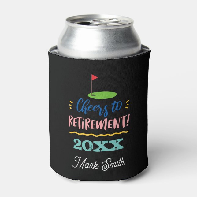 Golf retirement can cooler for retirement party (Can Front)