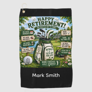 GOLF RETIREMENT for Golfer on green grass Towel