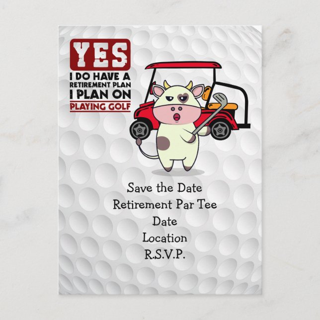 Golf Retirement for golfer Party  Postcard (Front)