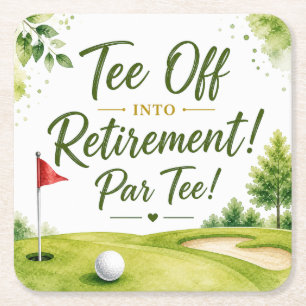 Golf retirement for golfer square paper coaster