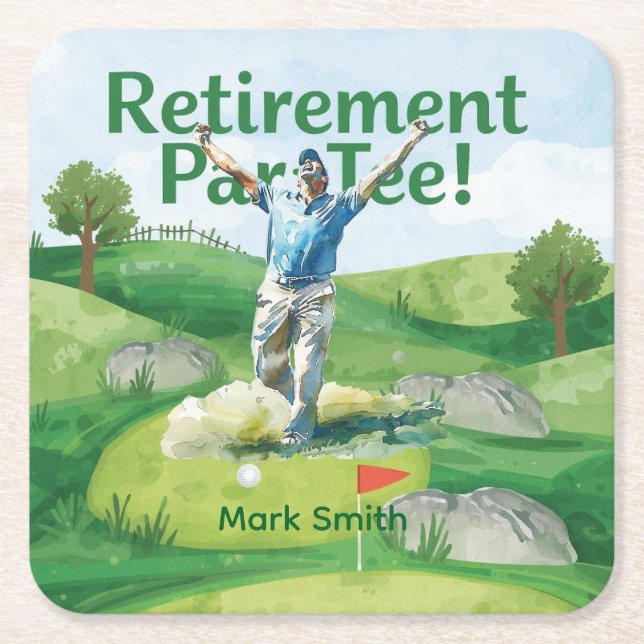 Golf  retirement for golfer  square paper coaster (Front)