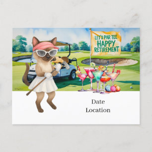 Golf Retirement for Siamese Cat Lovers Invitation