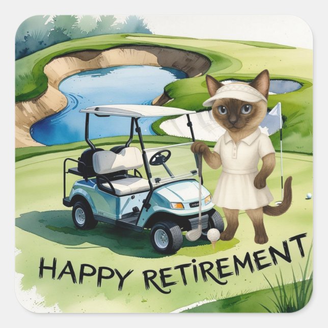 Golf retirement for Siamese Cat lovers Square Sticker (Front)