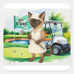 Golf retirement for Siamese Cat lovers Square Sticker