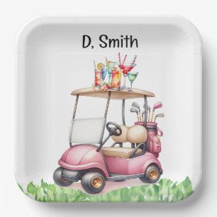 Golf retirement  for woman golfer paper plate