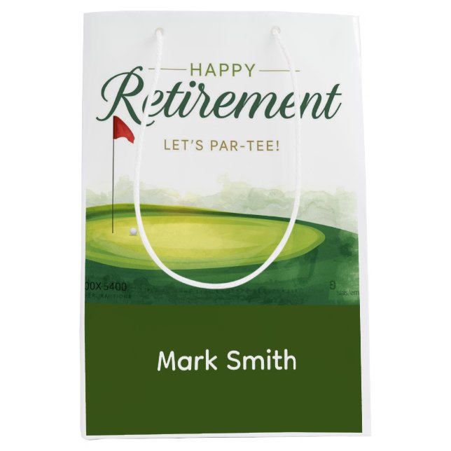 Golf retirement on putting green  medium gift bag (Front)