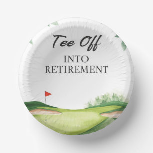 Golf Retirement on Putting Green Paper Plate