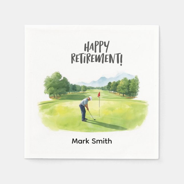 Golf Retirement Par-Tee Napkins | Golfer Tee Off  (Front)