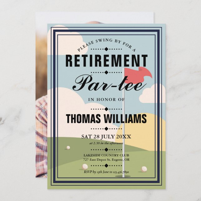Golf Retirement Partee Party Photo Invitation (Front/Back)