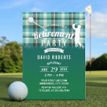Golf Retirement Party Green Gingham Invitation<br><div class="desc">Golf Theme Retirement Invitations.</div>