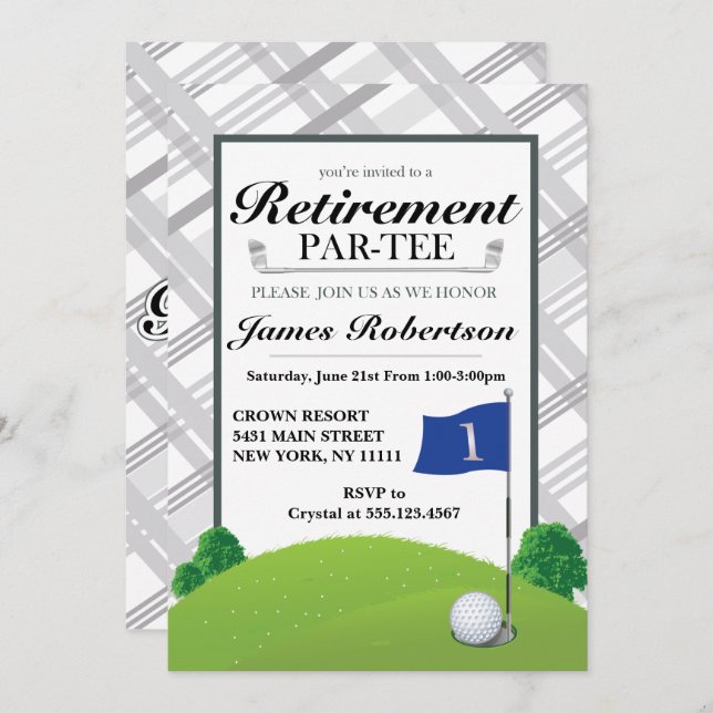 Golf Retirement Party Invitations (Front/Back)