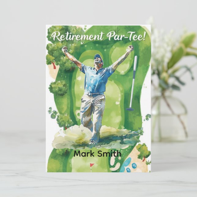 GOLF RETIREMENT Retire, Relax & ParTee for golfer Invitation (Standing Front)