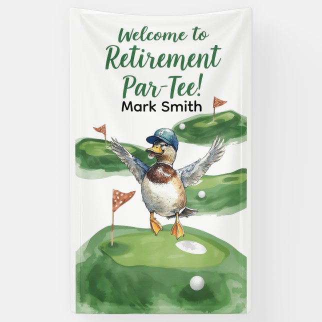 GOLF RETIREMENT Tee off ParTee for golfer Banner (Vertical)