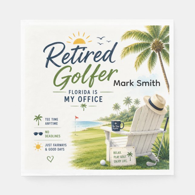 GOLF RETIREMENT Tee off ParTee for golfer Napkin (Front)
