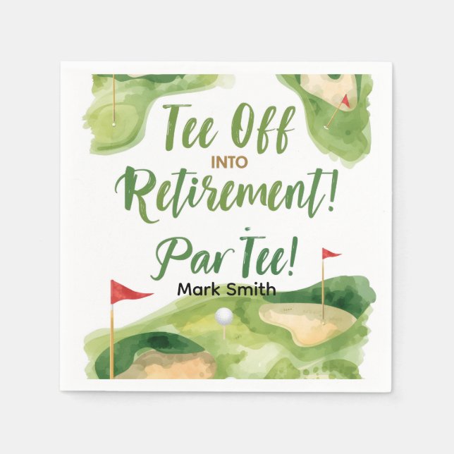 GOLF RETIREMENT Tee off ParTee for golfer Napkin (Front)