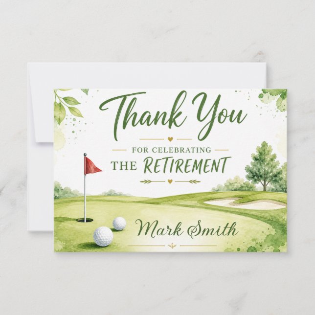 Golf Retirement  Thank You Card (Front)