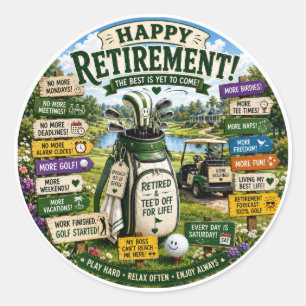 Golf Retirement themed Classic Round Sticker
