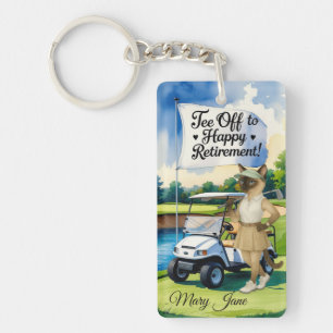 Golf Retirement themed for Siamese Cat lovers Key Ring