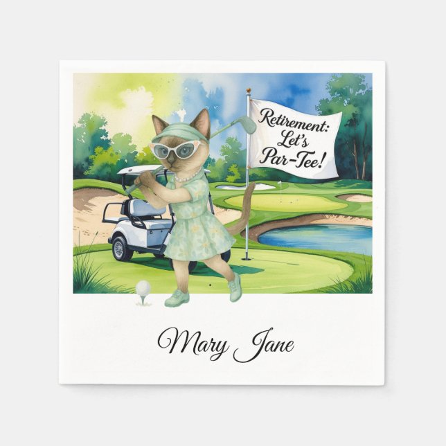Golf Retirement themed for Siamese Cat lovers Napkin (Front)