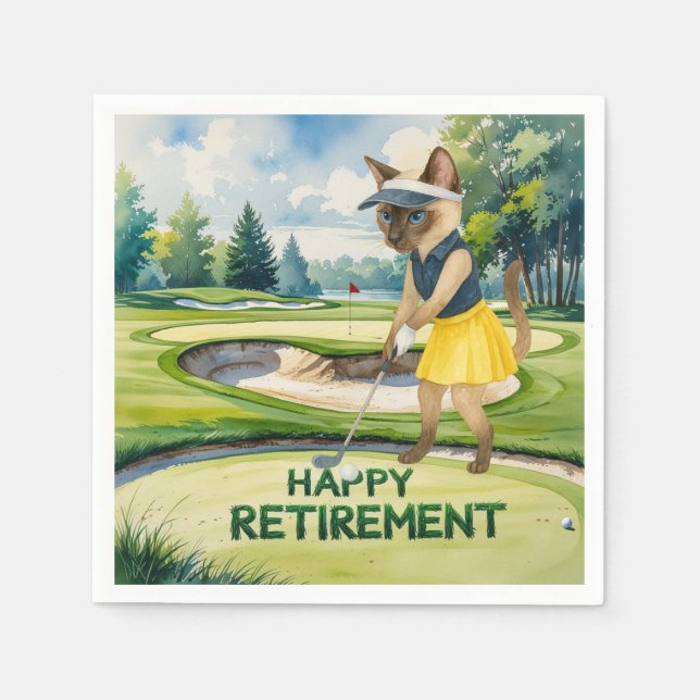 Golf Retirement themed for Siamese Cat lovers Napkin (Front)
