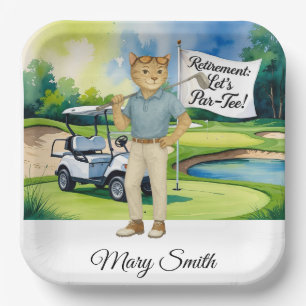 Golf Retirement themed for Siamese Cat lovers Paper Plate