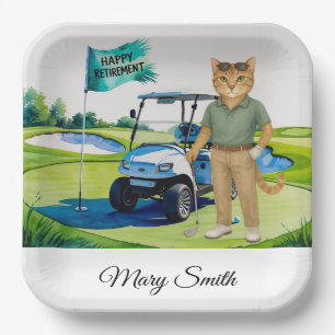 Golf Retirement themed for Siamese Cat lovers Paper Plate