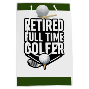 Golf Retirement themed with golf ball on green Medium Gift Bag