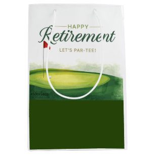 Golf Retirement themed with golf ball on green Medium Gift Bag