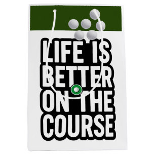 Golf Retirement themed with golf ball on green Medium Gift Bag