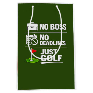 Golf Retirement themed with golf ball on green Medium Gift Bag