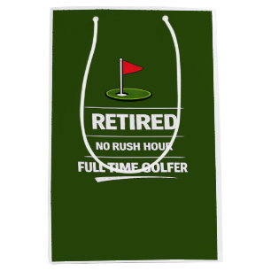 Golf Retirement themed with golf ball on green Medium Gift Bag