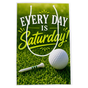 Golf Retirement themed with golf ball on green Medium Gift Bag