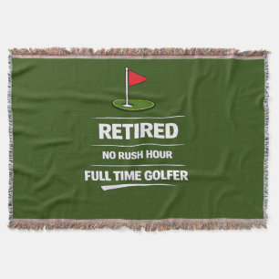 Golf Retirement themed with golf flag on green Throw Blanket