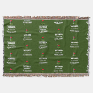 Golf Retirement themed with golf flag on green Throw Blanket