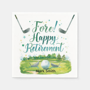 Golf Retirement with ball on green Napkin