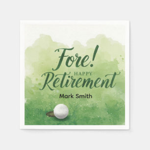 Golf Retirement with ball on green Napkin