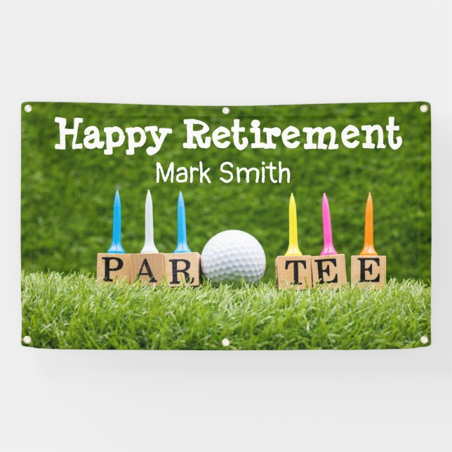 Golf Retirement with ball par tee time on green Banner (Horizontal)