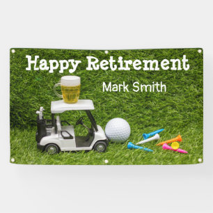Golf Retirement with ball par tee time on green Banner